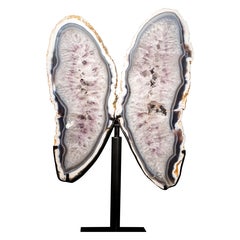 White & Blue Lace Agate Butterfly Wings Geode