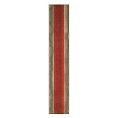 Rug & Kilim's Contemporary Kilim Runner Rug in Rot mit Beige und Schwarzen Streifen
