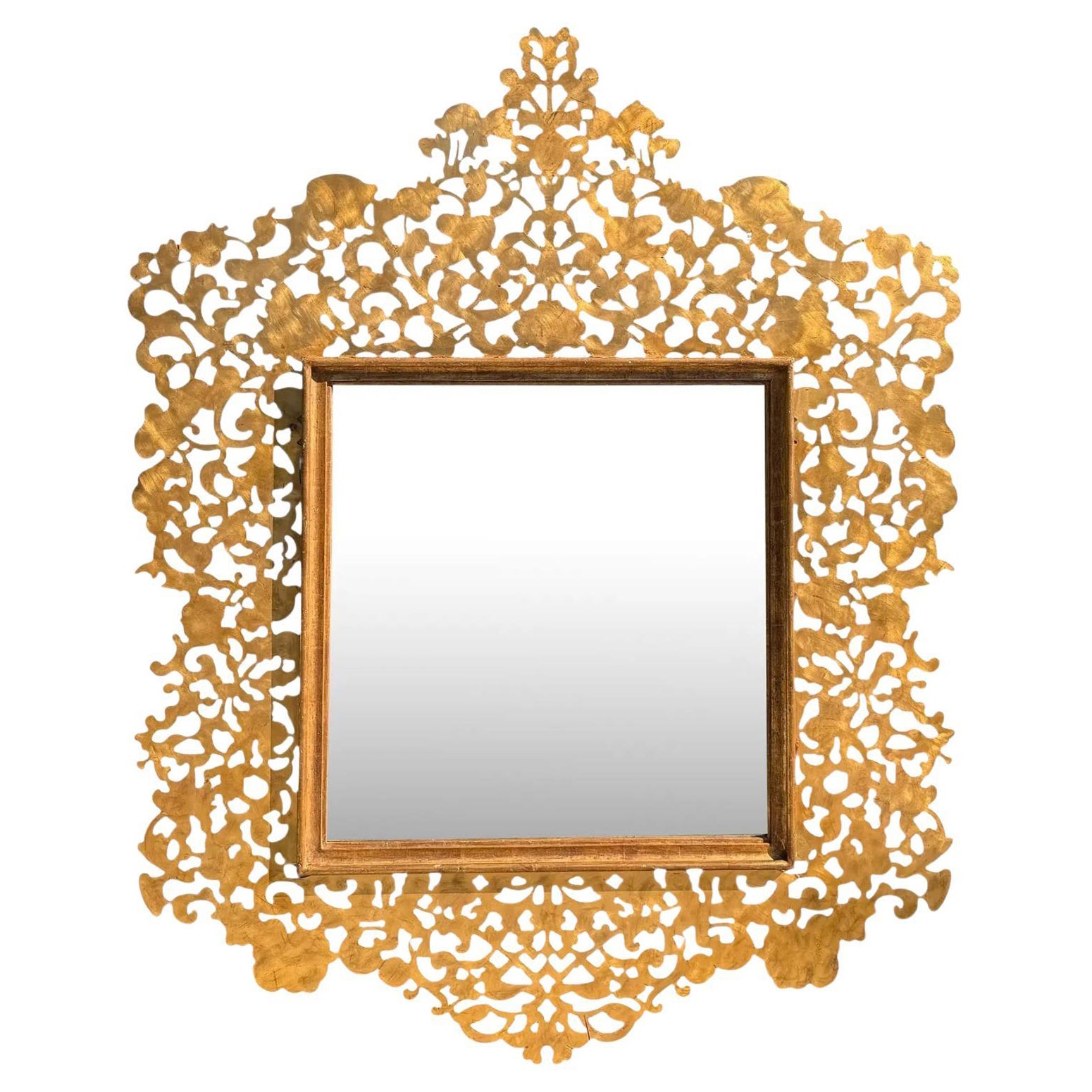 Huge Regency Style Paul Ferrante Reticulated Gilt Bronze Mirror