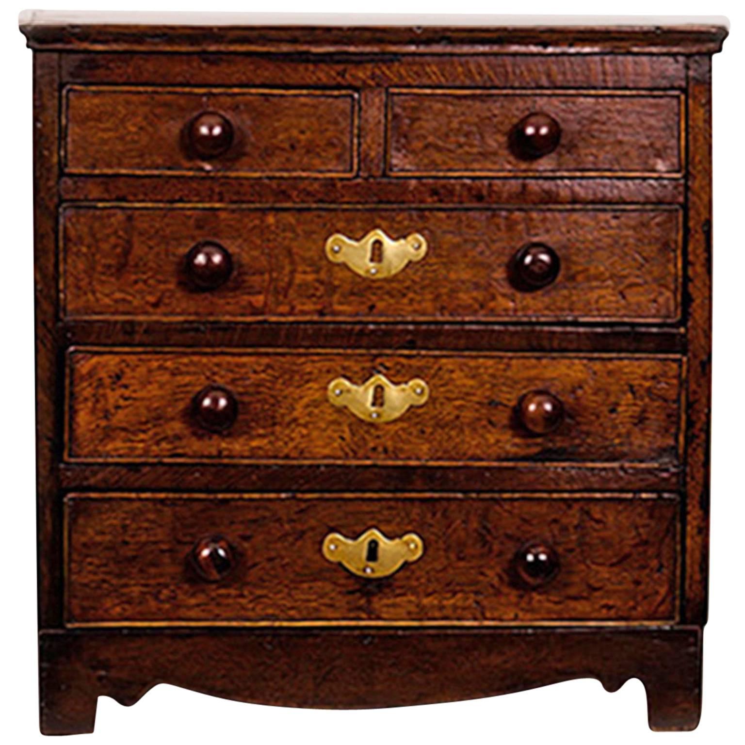 19th Century George iv Welsh Oak Miniature Chest of Drawers For Sale