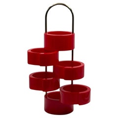 Vintage Floor Standing or Table Etagere in Glossy Red by MB Italy, 1970s
