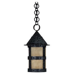 Antique Chic Patinated American Arts and Crafts Solid Copper Lantern