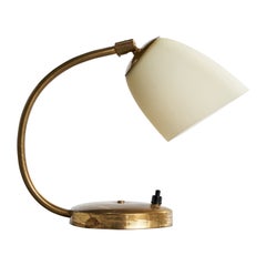 Swedish Designer, Table Lamp, Brass, Glass, Sweden, 1940s