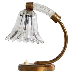 Lampada da tavolo di design italiano, ottone, vetro, Italia, anni '40
