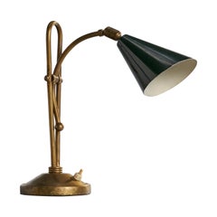 Italian Designer, Table Lamp, Brass, Metal, Italy, 1940s