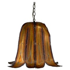Brass and Copper Plated Brutalist Pendant Light