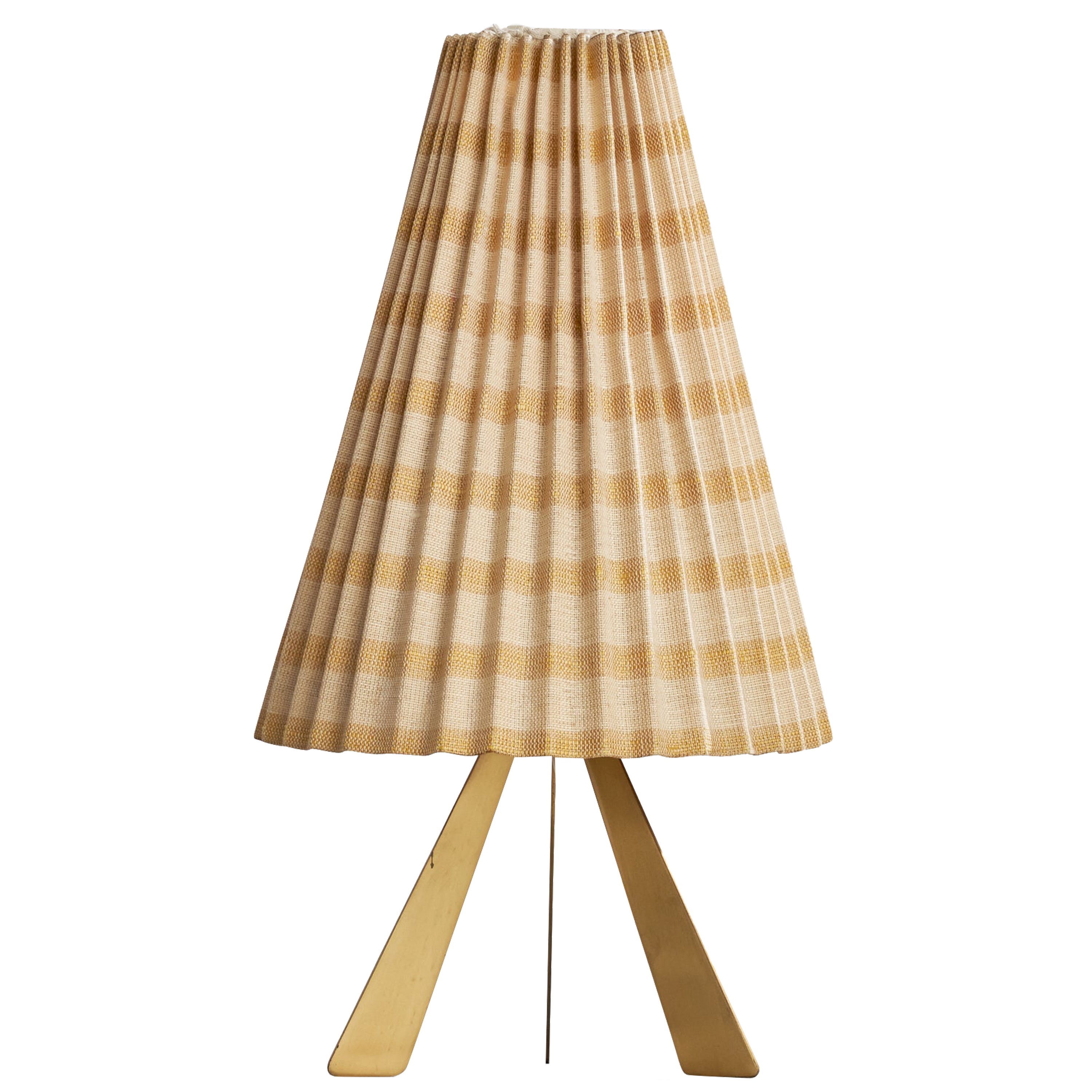 J.T. Kalmar, Table Lamp, Brass, Fabric, Austria, 1950s