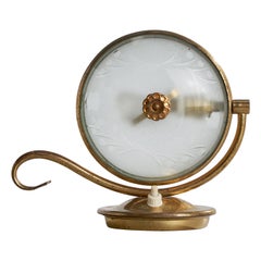 Lampada da tavolo di design italiano, ottone, vetro, Italia, anni '40