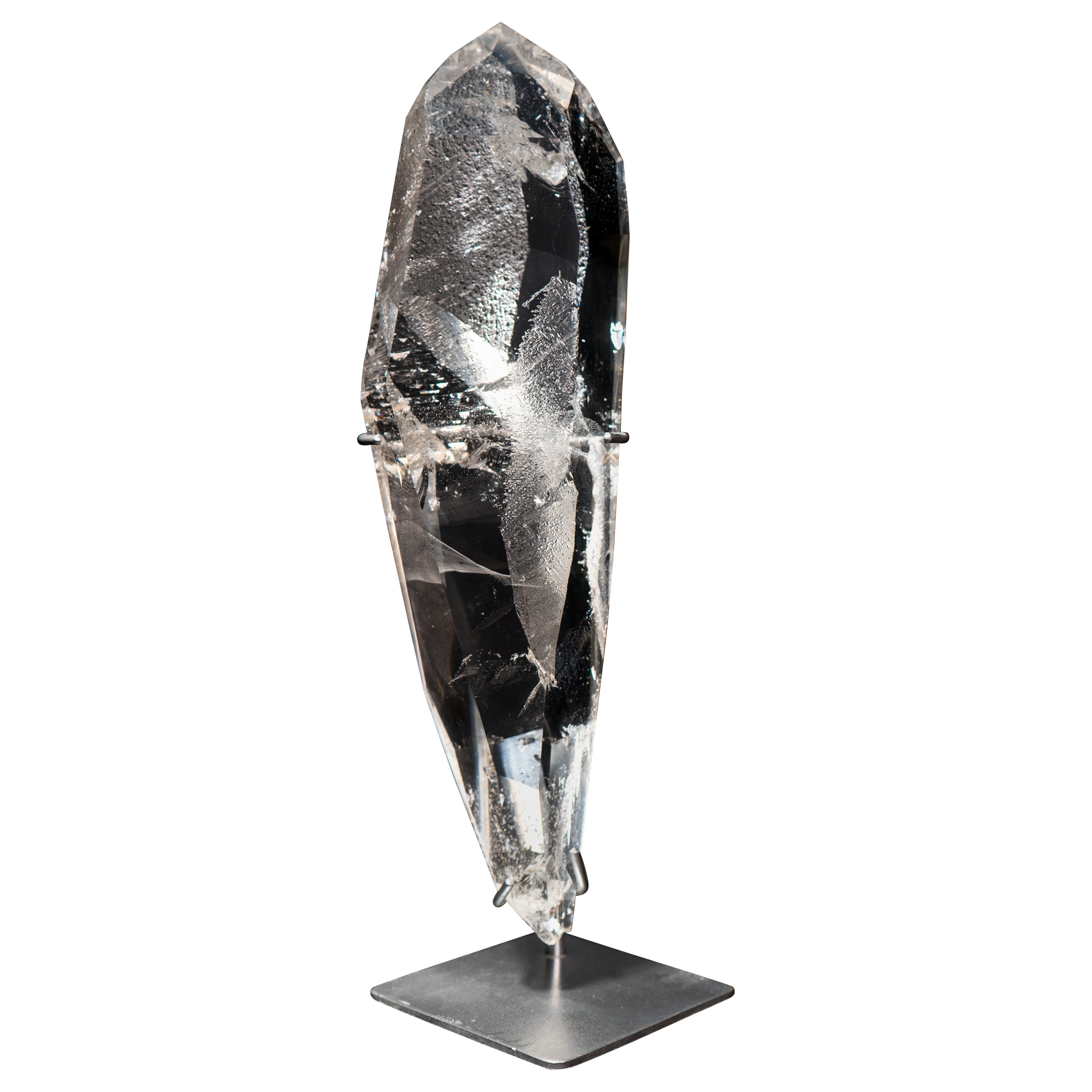Real Lemurian Crystal Quartz Obelisk Point: Water-Clear Optical Transparency