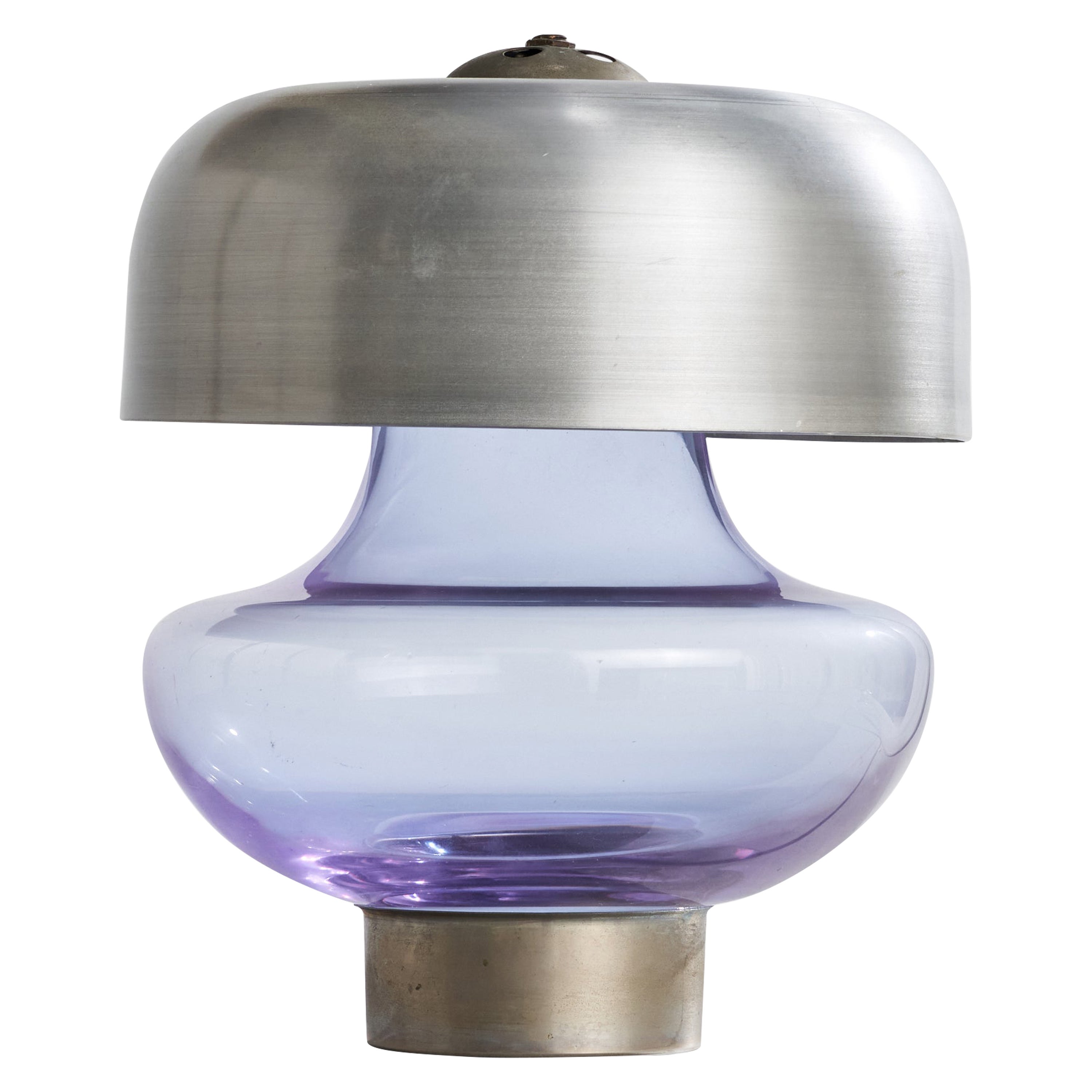 Italian Designer, Table Lamp, Silver plate, Glass, Italy, 1970s