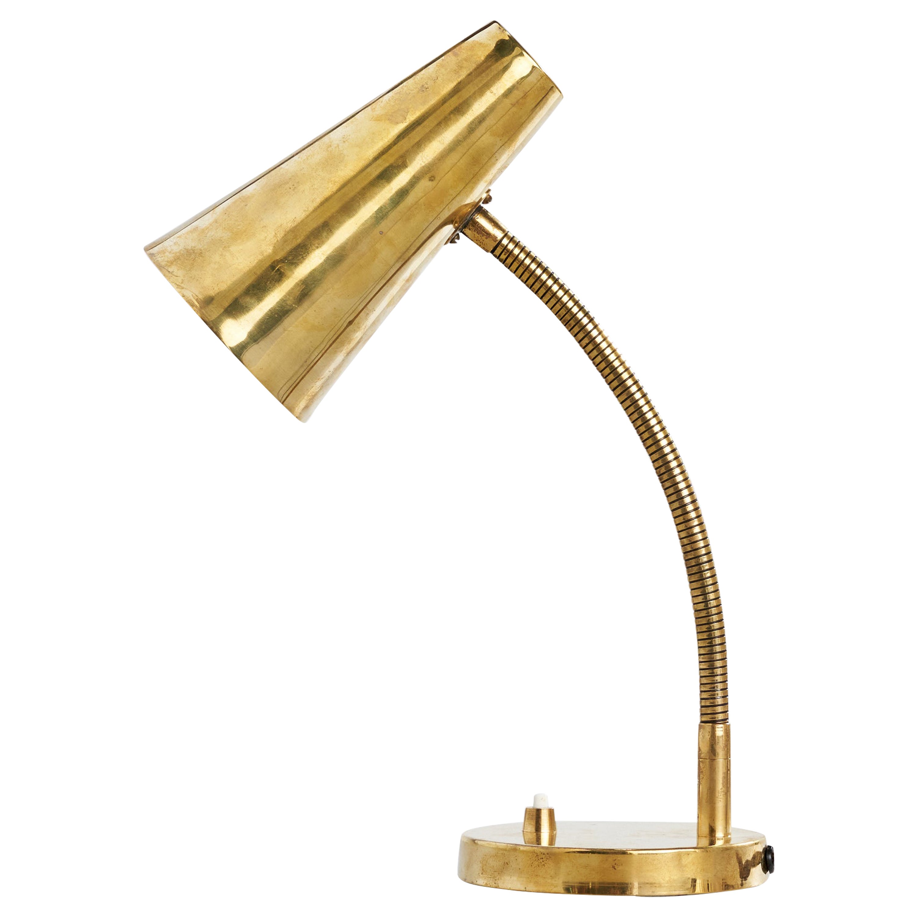 Finnish Designer, Table Lamp, Brass, Finland, c. 1950s