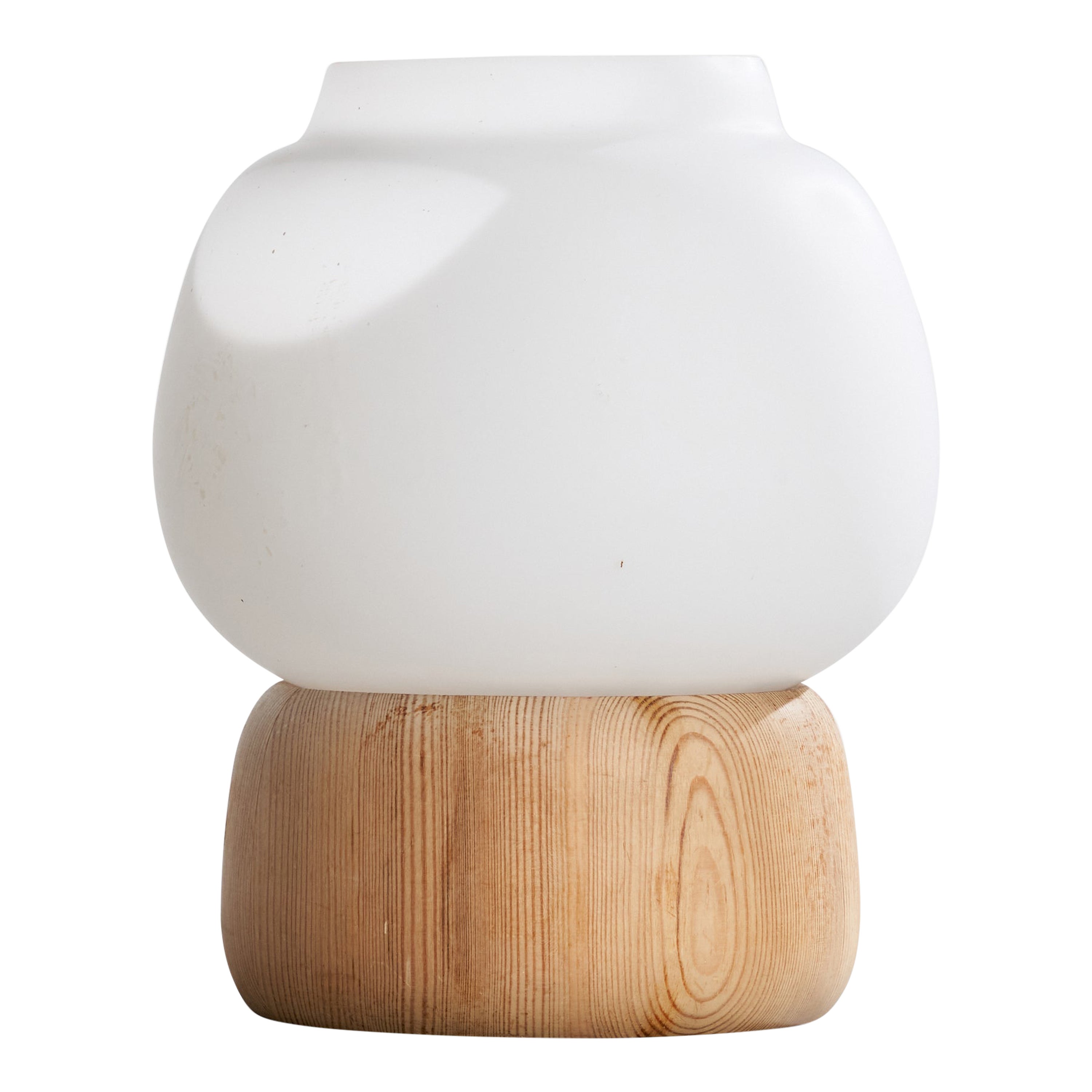 Lampada da tavolo di design svedese, pino, vetro, Svezia, anni '70