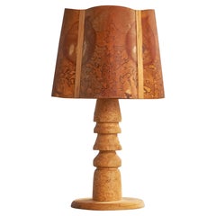 Schwedische Designerin, Tischlampe, Birke, Schweden, 1970er Jahre