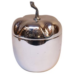Vintage Italian Modern Silver-Plated "Pepper" Ice Bucket with Red Interior