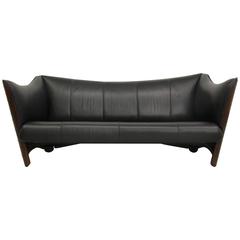 Pacific Green Palmwood and Leather Cayenne Sofa