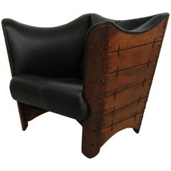 Pacific Green Palmwood and Leather Cayenne Chair