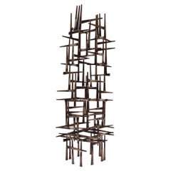Escultura Brutalista Vintage Abstracta Independiente de Metal Art para Uñas