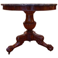 French Empire Period, Marble-Top and Mahogany Round Pedestal Table, circa 1810