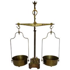 Monumental Solid Brass and Iron Portuguese Butcher Shop Scale