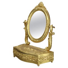 Antique French Louis XIV Style Gilt Wood Dresser Mirror C1920