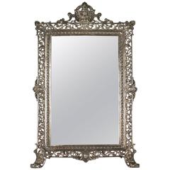 Standing Vanity Mirror in Silvered Bronze from the 19th Century