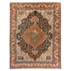 Alfombras persas Farahan Circa 1880 - Lana Verde Marfil Azul Marino Rojo 70600