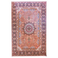 Alfombra Persa Tabriz Circa 1940 - Lana Azul Marfil Rosa 70605