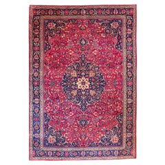 Persian Khoi Over Size Rug Circa 1940 - Wool Blue Ivory Red 70614