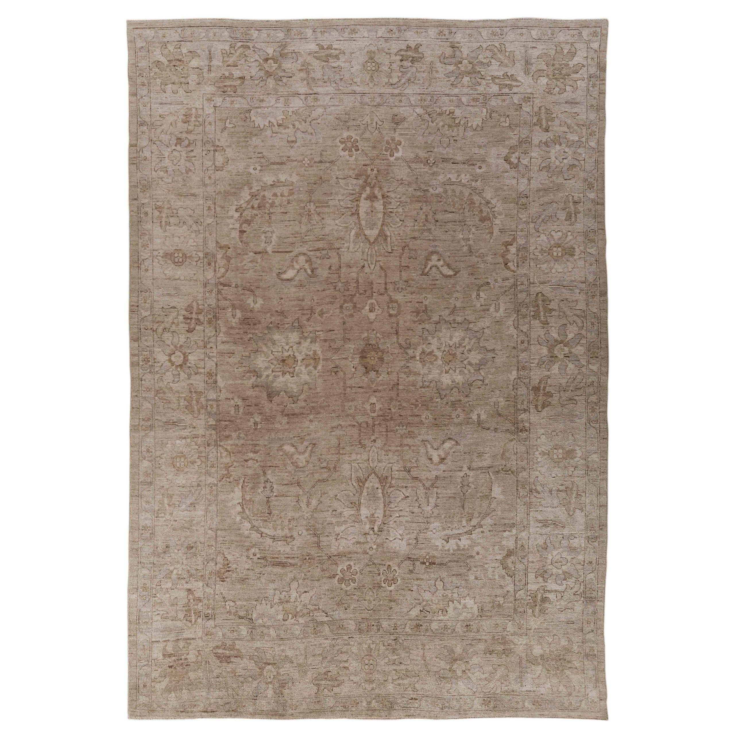 Tappeti Afghanistan Oushak Circa 1990 - Lana Marrone Avorio Taupe 70698