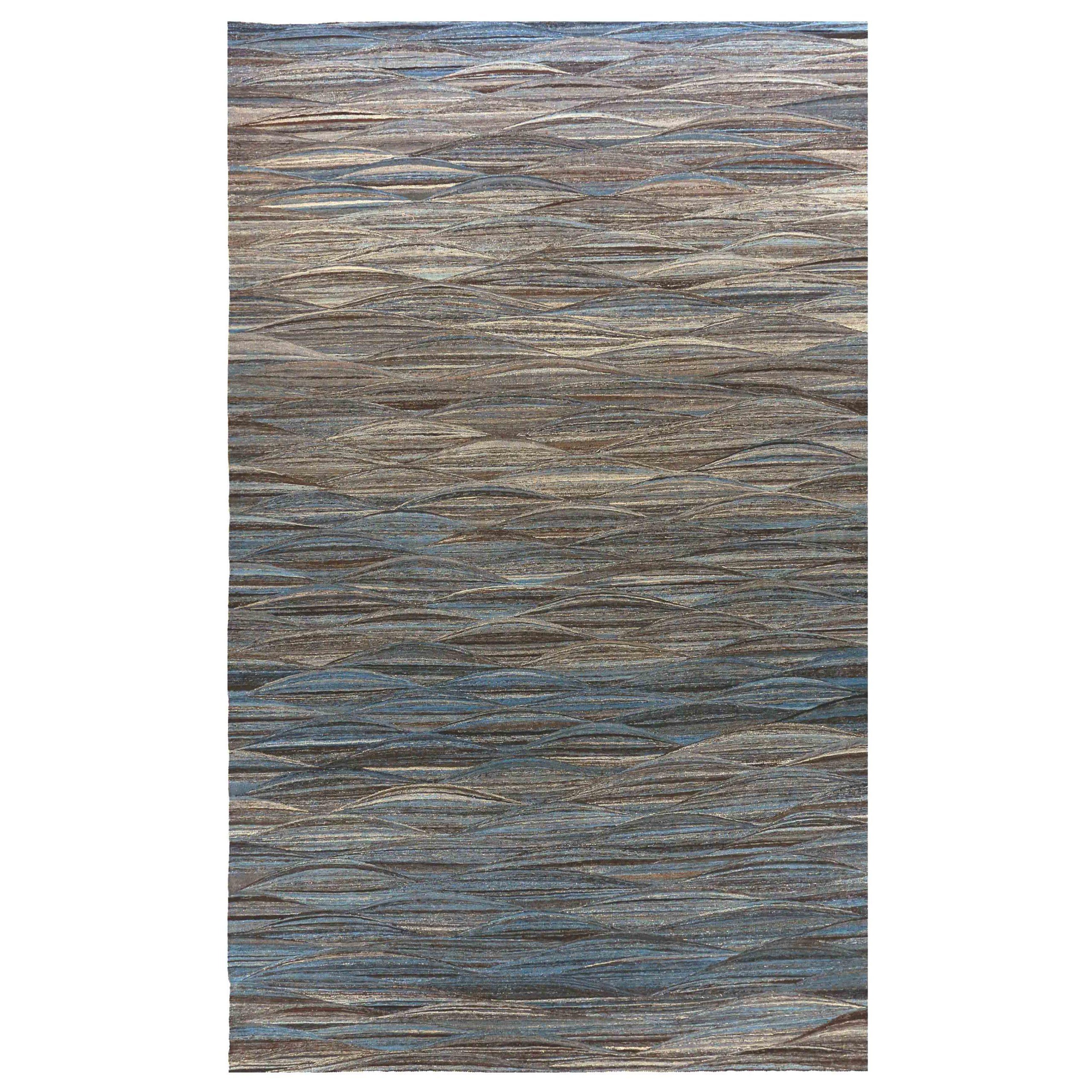 Afghanistan Kilim Area Rugs Circa 1990 - Wolle Blau Braun Elfenbein 70701