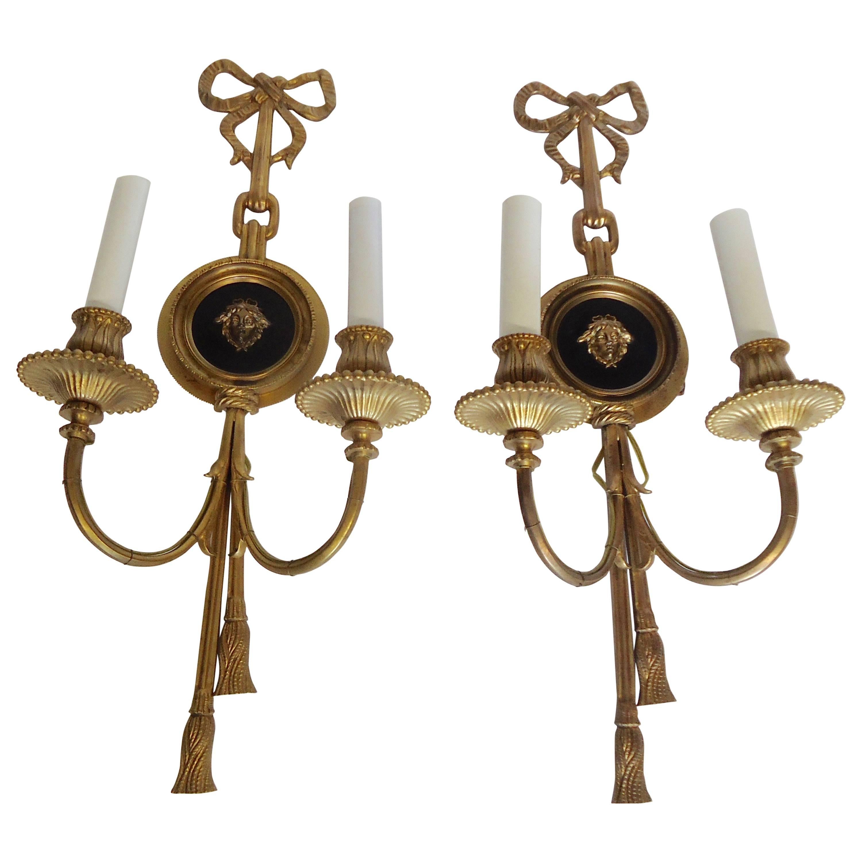 Pair of Elegant French Bronze Sconces