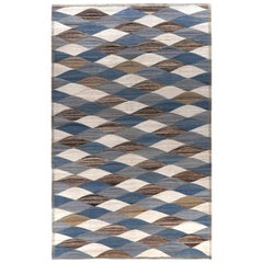Afghanistan Kilim Area Rugs Circa 1990 - Wolle Blau Braun Elfenbein 70705