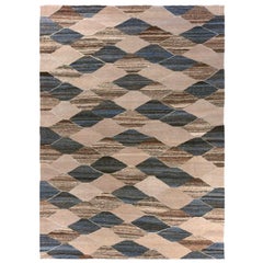 Afghanistan Kilim Area Rugs Circa 1990 - Wolle Blau Braun Elfenbein 70706