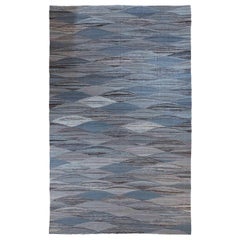Afghanistan Kilim Area Rugs Circa 1990 - Wolle Blau Braun Elfenbein 70708