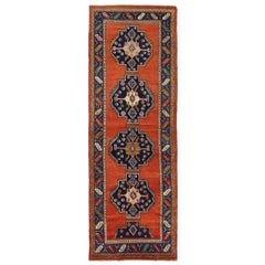 Alfombra Persa Azerbaiyán Pequeña Circa 1910 - Lana Marfil Azul Marino Rojo 71168