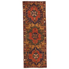 Tapis de course persan Heriz Circa 1910 - Laine Bleu Vert Rouge Jaune 71134