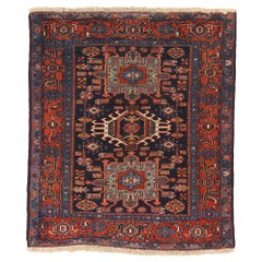 Petit tapis persan Karajeh Circa 1910 - Laine Bleu marine Rouge 71135