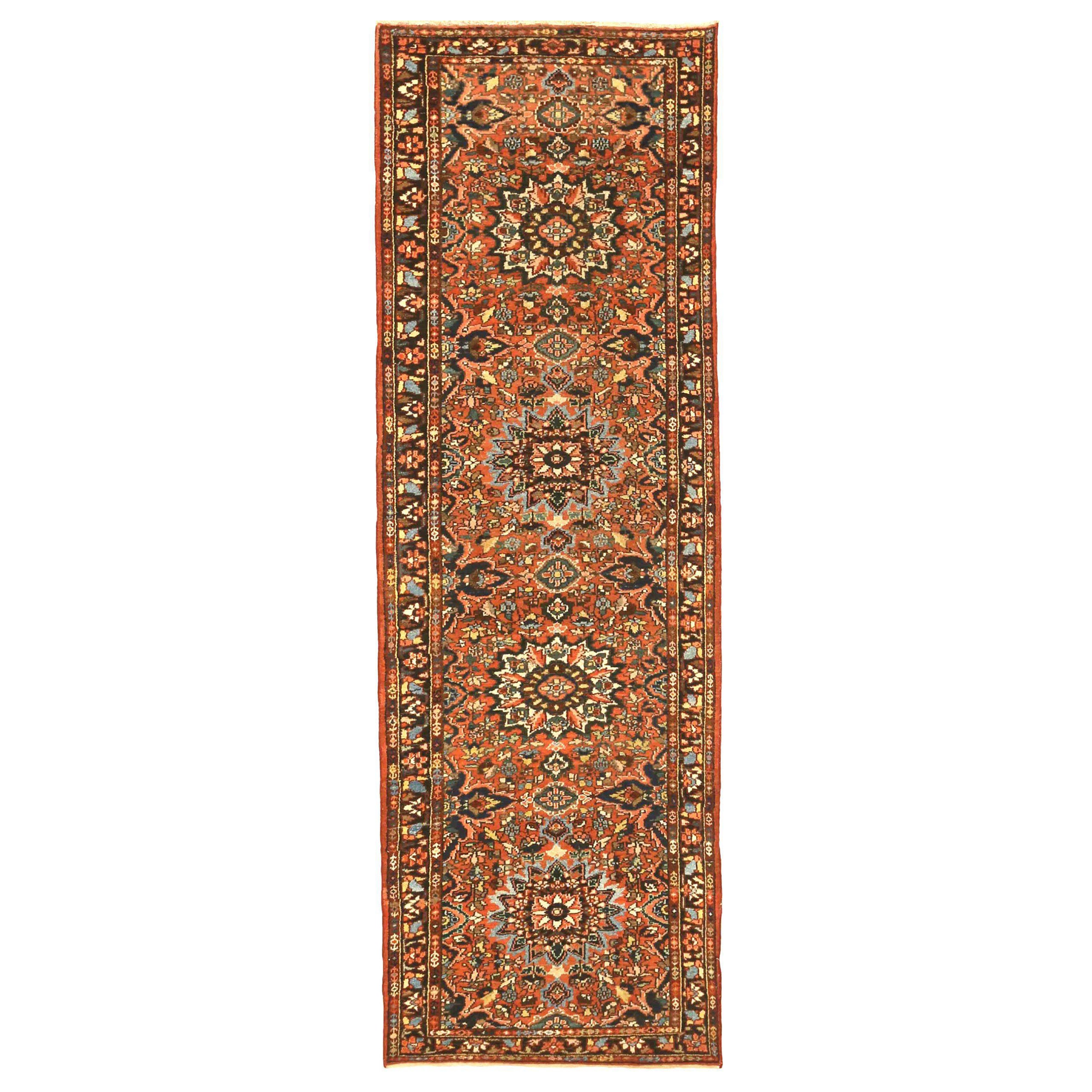 Persische Bakhtiari Läufer Teppich CIRCA 1910 - Wolle Brown Elfenbein Rot 71178
