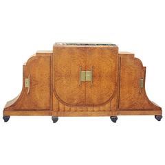 Antique French Art Deco Marble-Top Cabinet Attributed to Jules Leleu