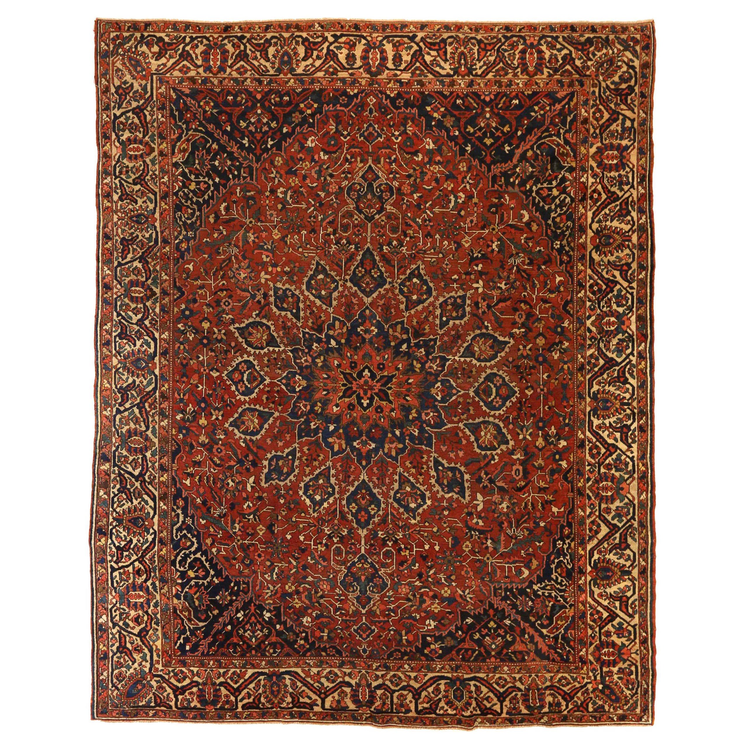Alfombras Persas Bakhtiari Circa 1910 - Lana Negro Marfil Rojo 71184