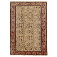 Petit tapis d'Afghanistan Oushak datant d'environ 1940 - Laine ivoire bleu marine bleu rouge 71147
