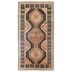 Tapis persans Bakhtiari - Laine ivoire bleu marine bleu rose 71190