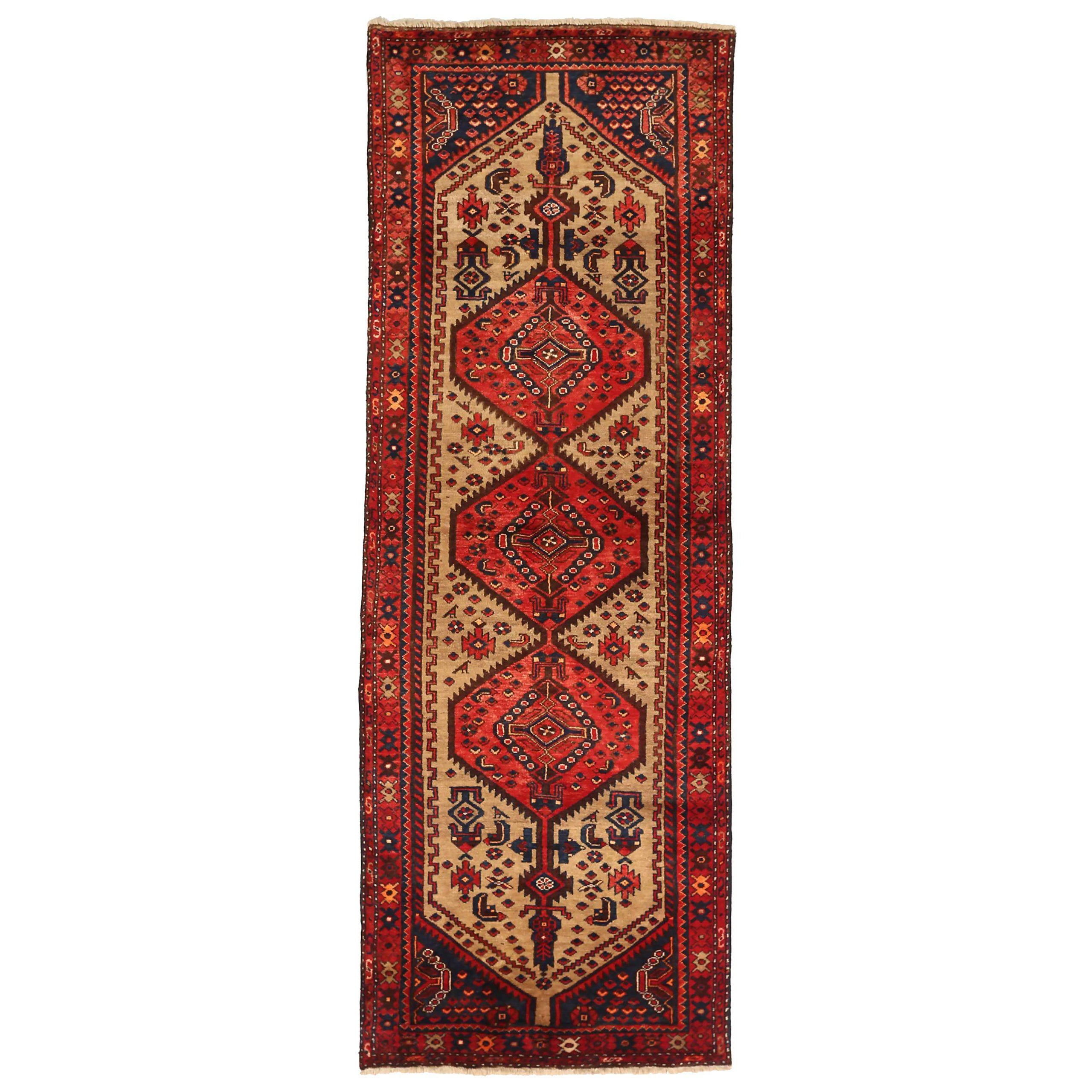 Alfombra Persa Zanjan Circa 1910 - Lana Marfil Azul Marino Rojo 71255