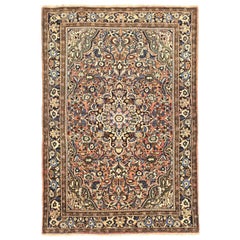 Petit tapis persan Hamadan vers 1940 - Laine bleu ivoire rose 71211