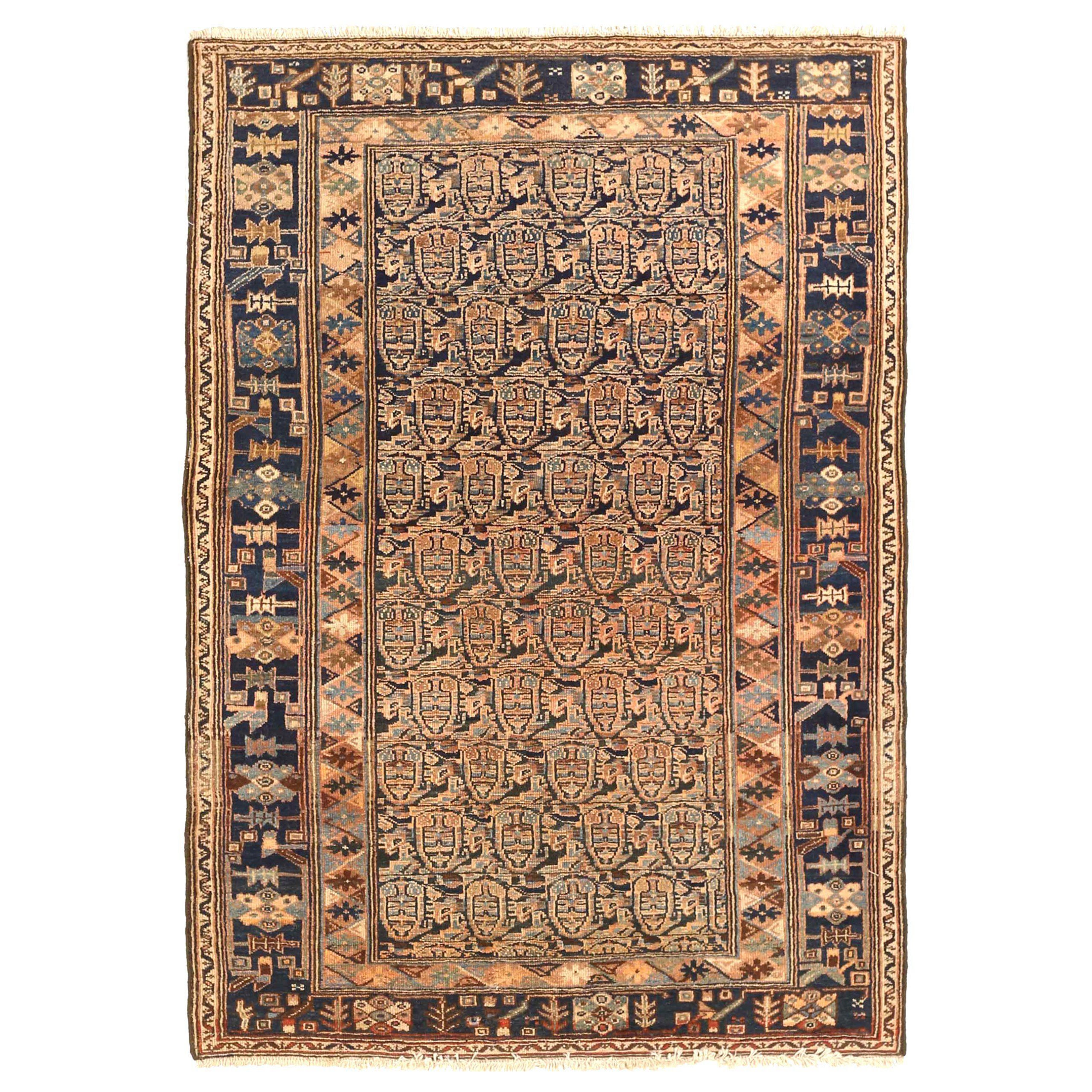 Persian Malayer Small Rug - Wool Ivory Navy Blue Pink 71256