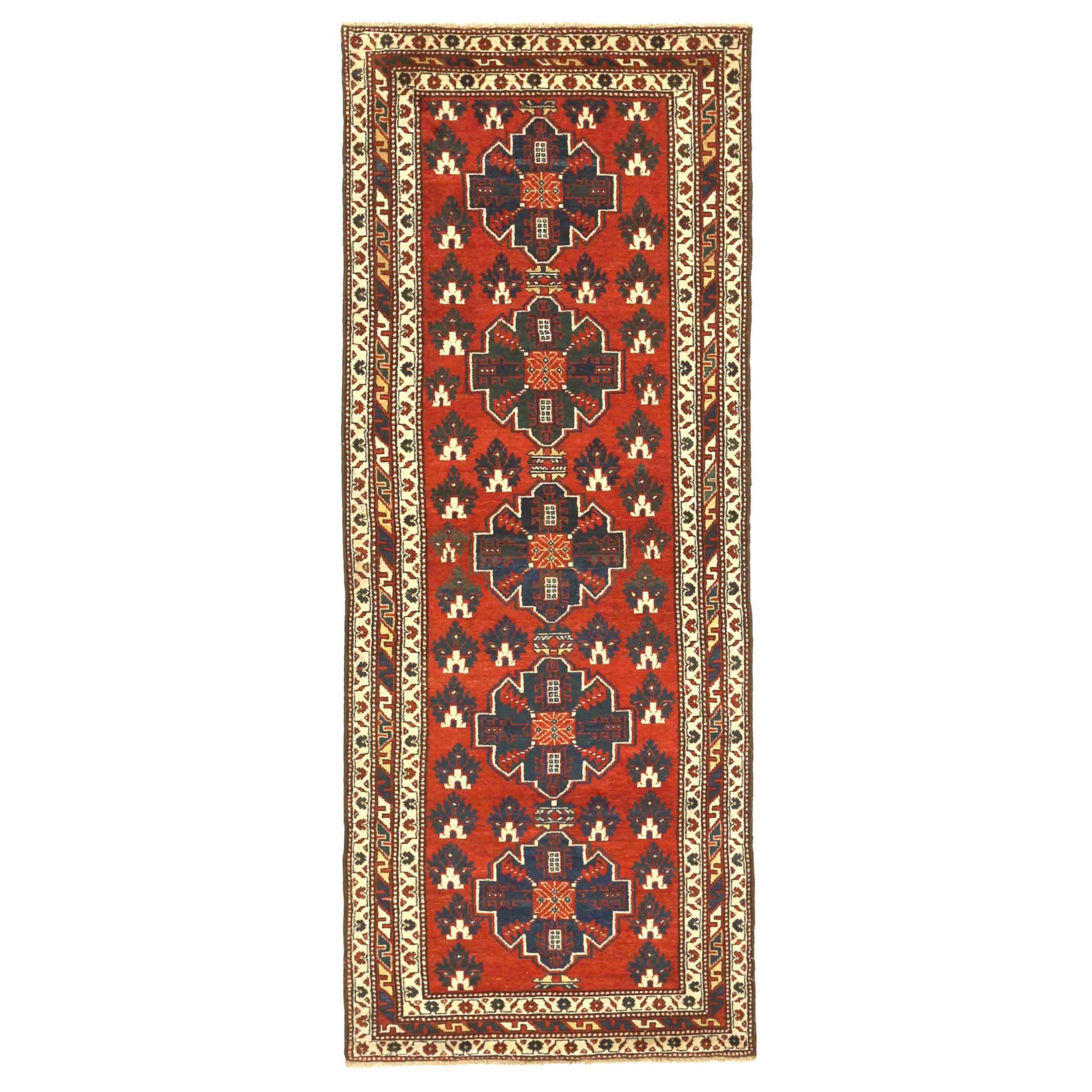 Tapis de course persan Bakhtiari Circa 1910 - Laine Bleu Ivoire Rouge 71267