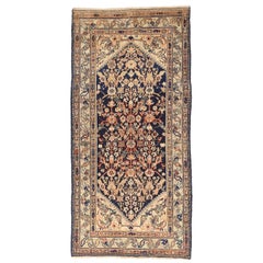 Persian Malayer Small Rug - Wool Ivory Navy Blue Pink 71269