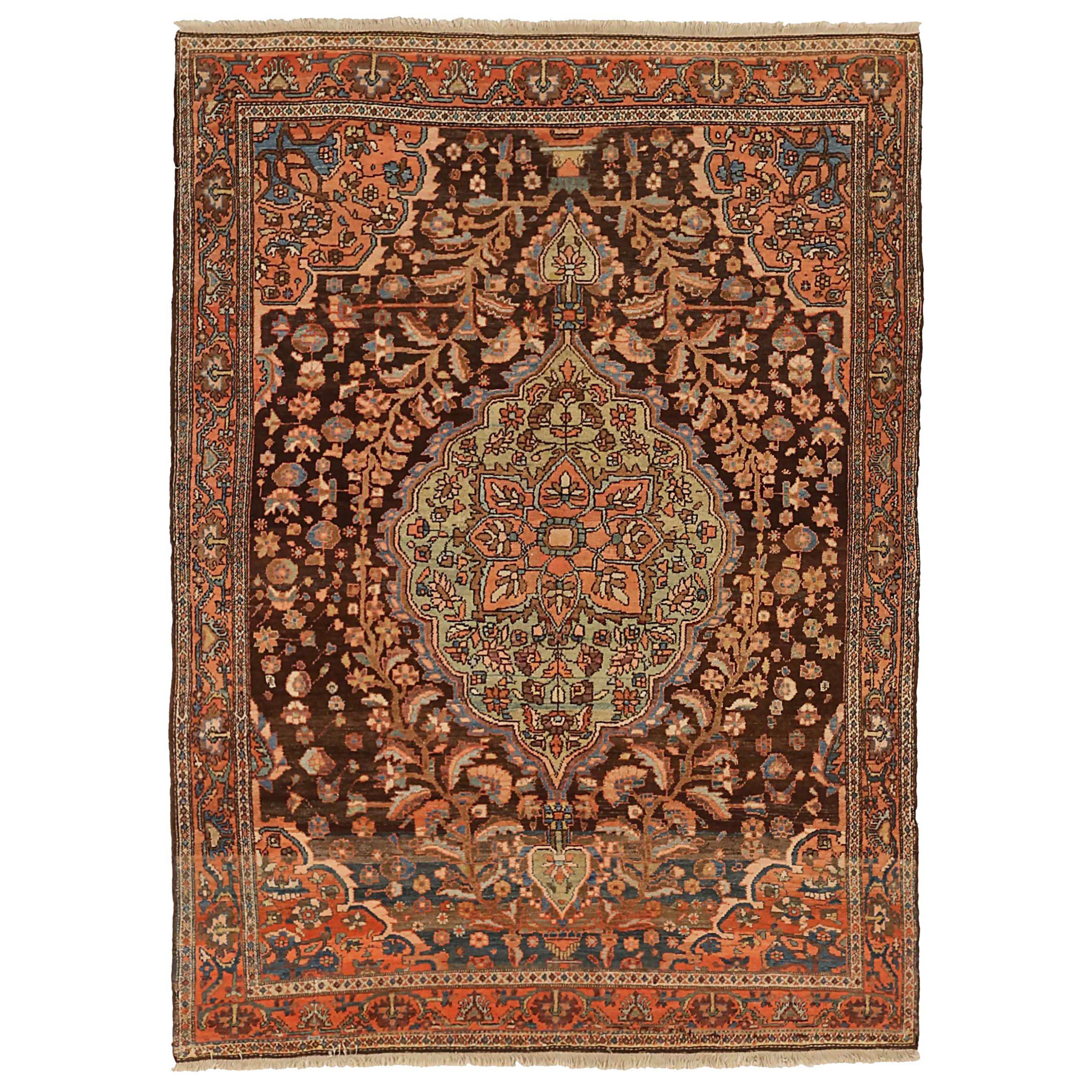 Persischer Malayer Kleiner Teppich - Wolle Braun Grün Rot 71236