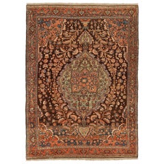 Persian Malayer Small Rug - Wool Brown Green Red 71236