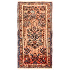 Petit tapis persan Zanjan vers 1910 - Laine bleu ivoire rose 71273